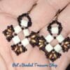 Bronze And White Geometric Earrings - Image 4