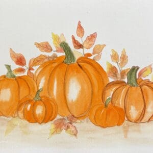 Autumn Pumpkin Harvest Watercolor