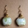 White with Green Swirls Earrings - Image 4