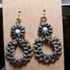 Dark Gray and Gold Double-Circle Beaded Earrings - Image 2
