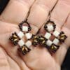 Bronze And White Geometric Earrings - Image 5