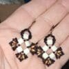Bronze And White Geometric Earrings - Image 2
