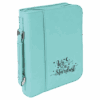 Teal/Black Leatherette Book/Bible Cover with Handle & Zipper