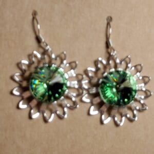 Green Swarovski Crystal Earrings