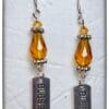 Faith Jewelry – Blessed Silver Charm Earrings with Amber Crystals - Image 3