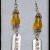 Faith Jewelry – Blessed Silver Charm Earrings with Amber Crystals - Image 2