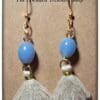 Light Blue Tassel Drop Earrings – Gold Plated - Image 2
