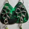 Green Guitar Pick Shamrock Earrings – 0.925 Sterling Silver Ear Wires