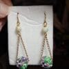 Floral Glass Lampwork Bead Dangle Earrings - Image 4
