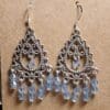 Blue Crystal Filigree Chandelier Earrings – 0.925 Sterling Silver Ear Wires - Image 2