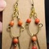 Handcrafted Orange Bead Dangle Earrings – Non-Tarnish Gold Wire - Image 3