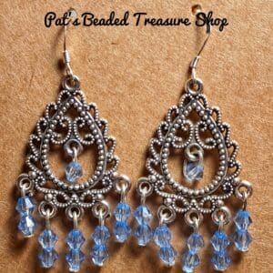 Blue Crystal Filigree Chandelier Earrings
