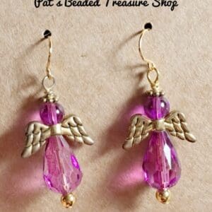 Amethyst Angel Earrings with Gold-Plated Ear Wires
