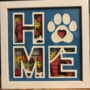 Handmade Home Paw Print Shadow Box Wall Art