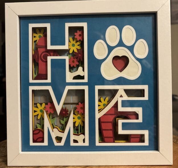 Handmade home paw print shadow box wall art Handmade home paw print shadow box wall art