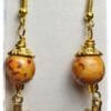 Golden Cross and Wood Bead Dangle Earrings - Image 2