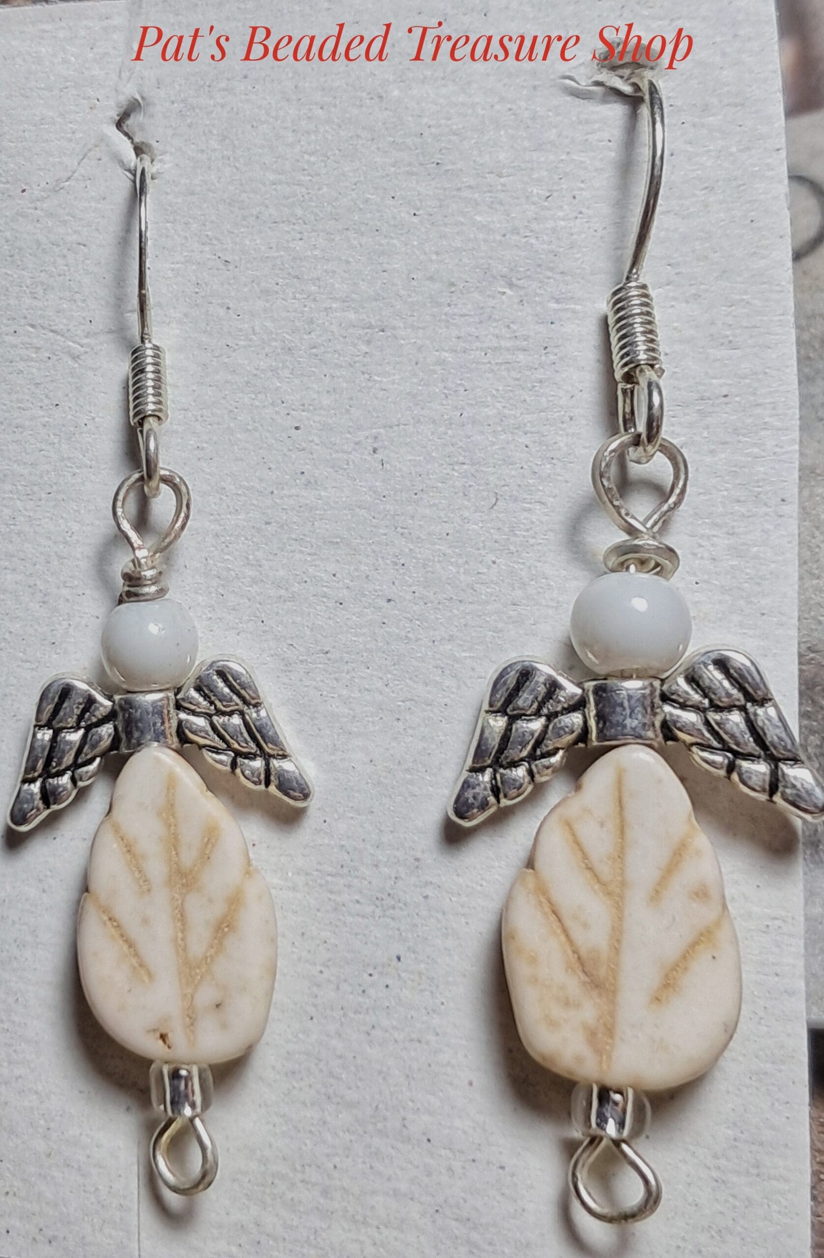 Spiritual leaf angel earrings with 0. 925 silver ear wires Spiritual leaf angel earrings