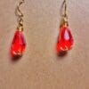 Red Crystal Teardrop Earrings With Gold Plated Ear Wires - Image 3