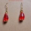 Red Crystal Teardrop Earrings With Gold Plated Ear Wires - Image 4