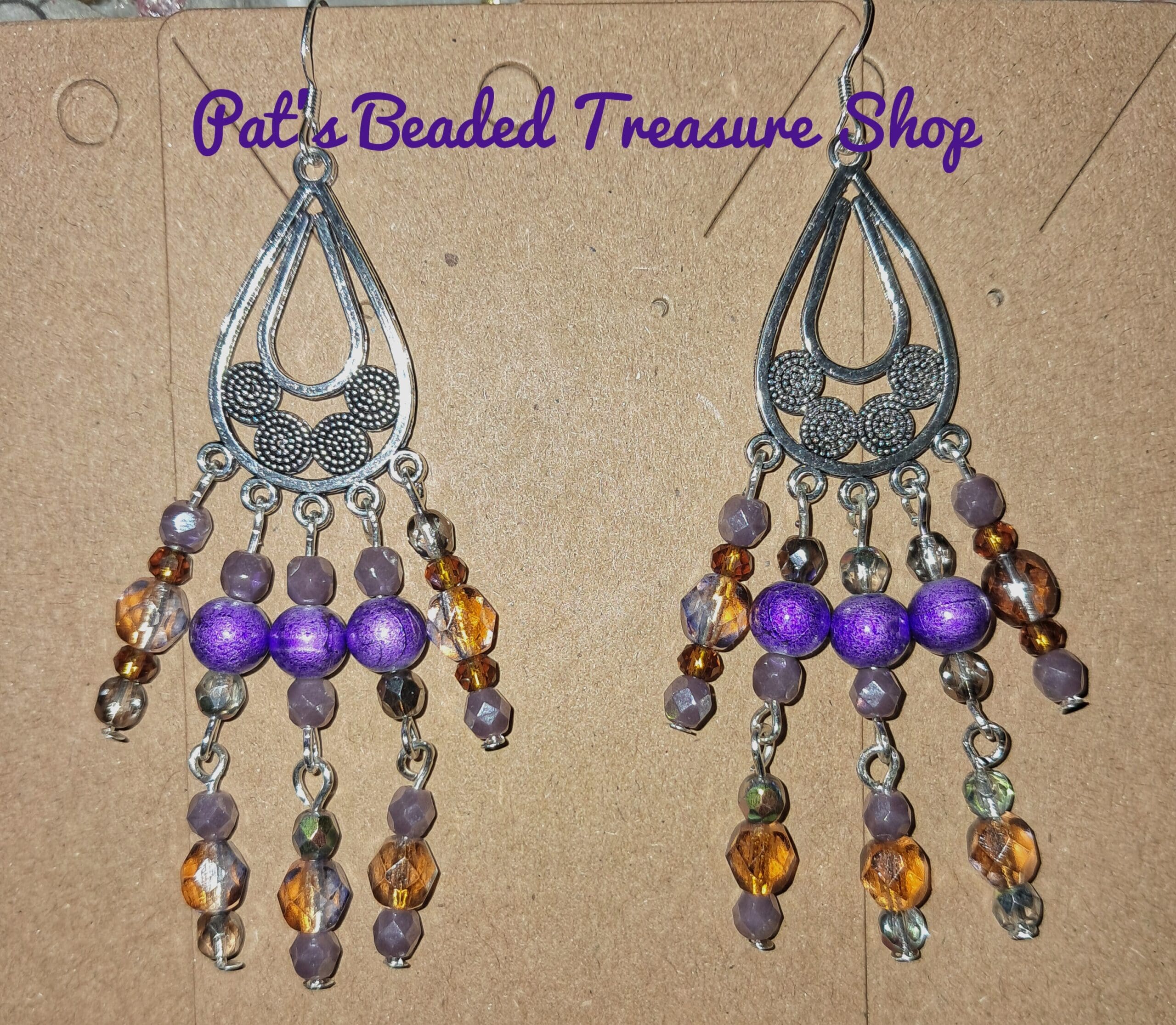 Purple chandelier earrings with sterling silver ear wires Purple chandelier earrings