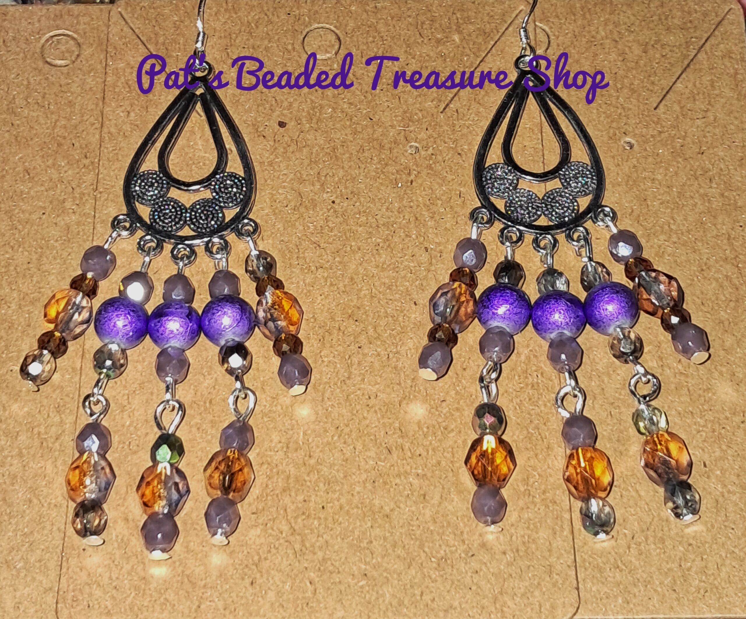 Purple chandelier earrings with sterling silver ear wires Purple chandelier earrings with sterling silver ear wires - image 3