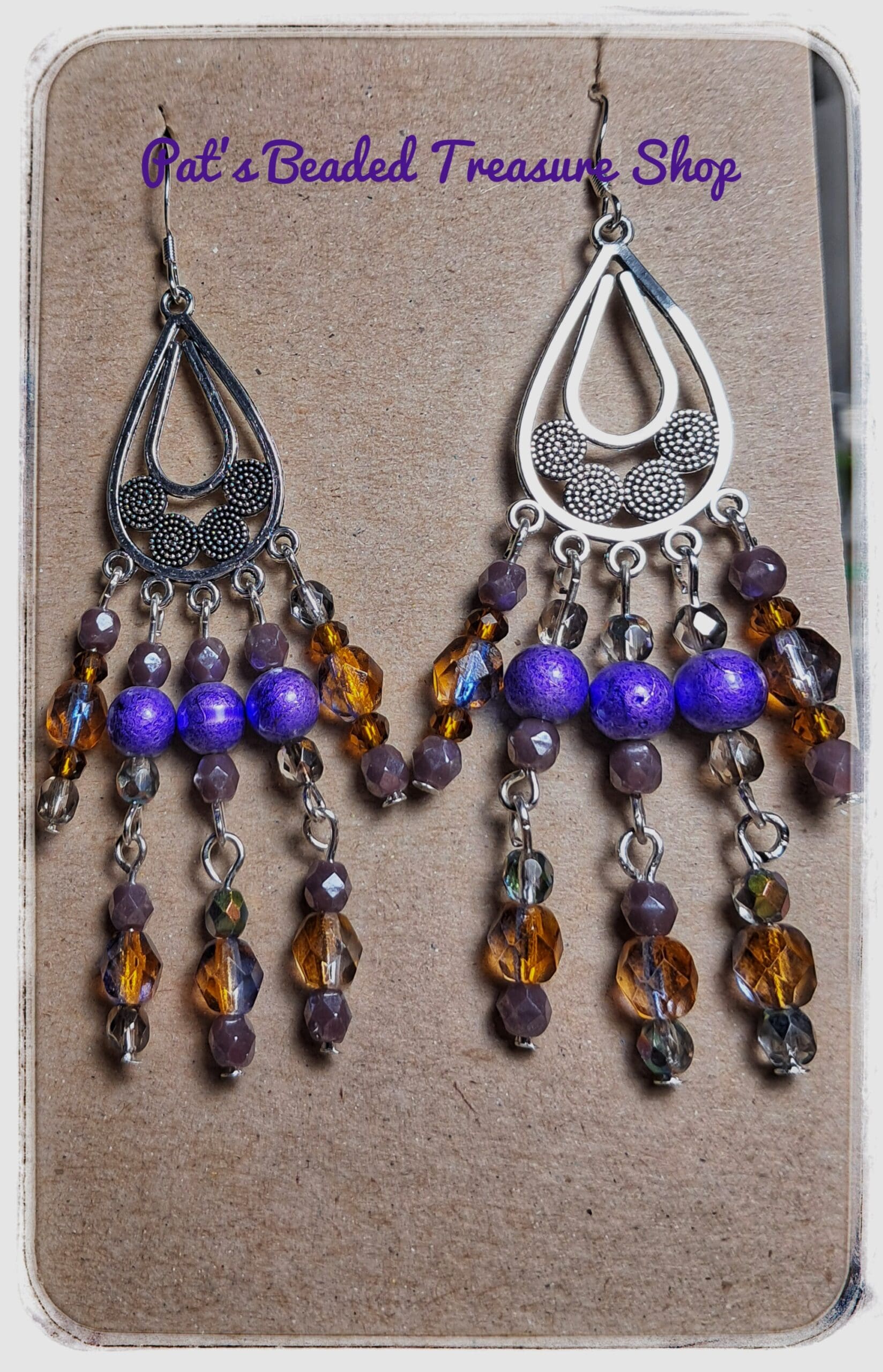 Purple chandelier earrings with sterling silver ear wires Purple chandelier earrings with sterling silver ear wires - image 2