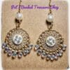 Elegant Filigree Design Golden Pearl & Clear AB Teardrop Dangle Earrings - Image 4
