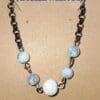 White Howlite Style Bead and Chain Bracelet with Lobster Clasp - Image 3