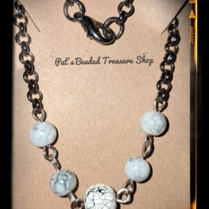 White Howlite Style Bead and Chain Bracelet