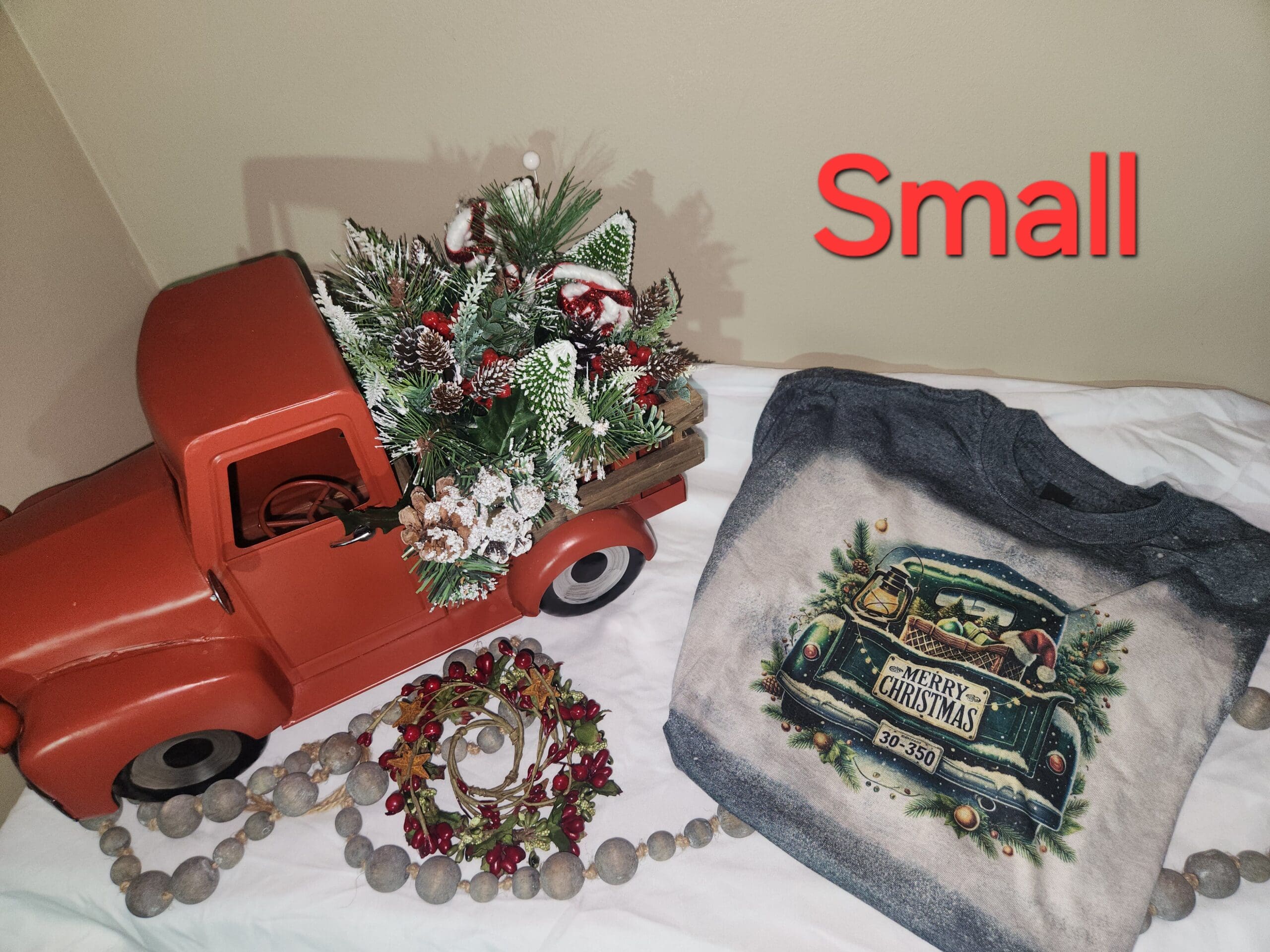 Christmas truck on bleached tees Christmas truck on bleached tees