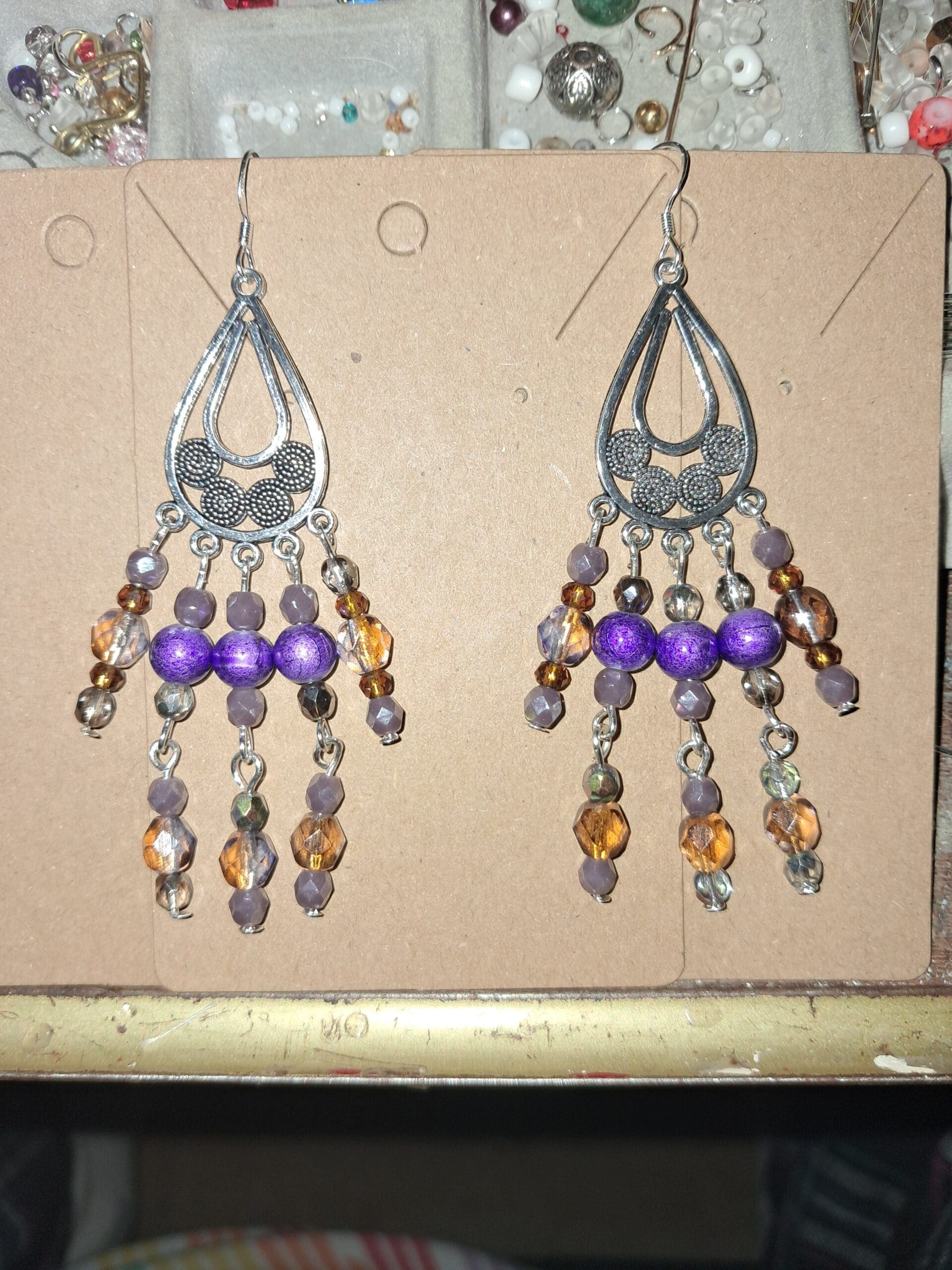 Purple chandelier earrings with sterling silver ear wires Purple chandelier earrings with sterling silver ear wires - image 4