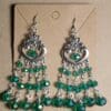 Beautiful Silver Heart Dangles With Emerald Green Rondelle Beads - Image 3