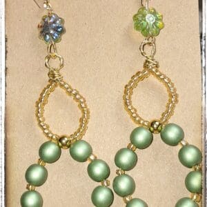 Sage Green Pearl Hoop Earrings