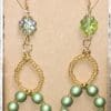 Sage Green Pearl Hoop Earrings with Gold Accents - Image 3