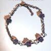 Tanzanite Flower Bracelet with Black Chain Bracelet and Lobster Clasp - Image 2