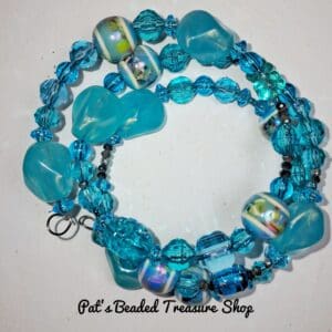 Aqua Blue Memory Wire Bracelet