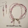 Pink Crystal Bracelet and Earring Set with Gold Plated Ear Wires - Image 3