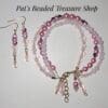 Pink Crystal Bracelet and Earring Set with Gold Plated Ear Wires - Image 2