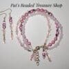 Pink Crystal Bracelet and Earring Set with Gold Plated Ear Wires