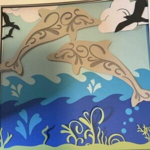 Dolphin ocean shadow box