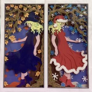 Fall and winter witch shadow box