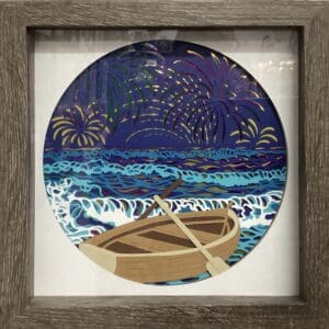 Fireworks Over Ocean Shadow Box