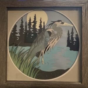 Blue heron shadow box