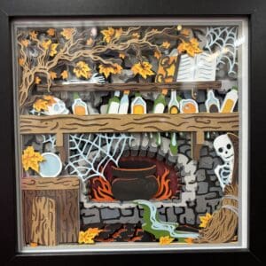 Witch cauldron apothecary shadow box