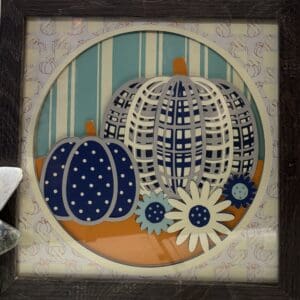 Blue Pumpkin Patch Shadow Box