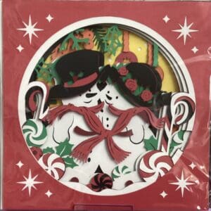Snowman couple christmas shadow box
