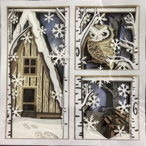 Woodland owl shadow box