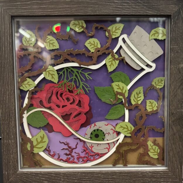 Handmade gothic rose shadow box wall art Gothic rose shadow box