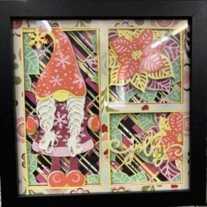 Handcrafted Festive Gnome Shadow Box Paper Art