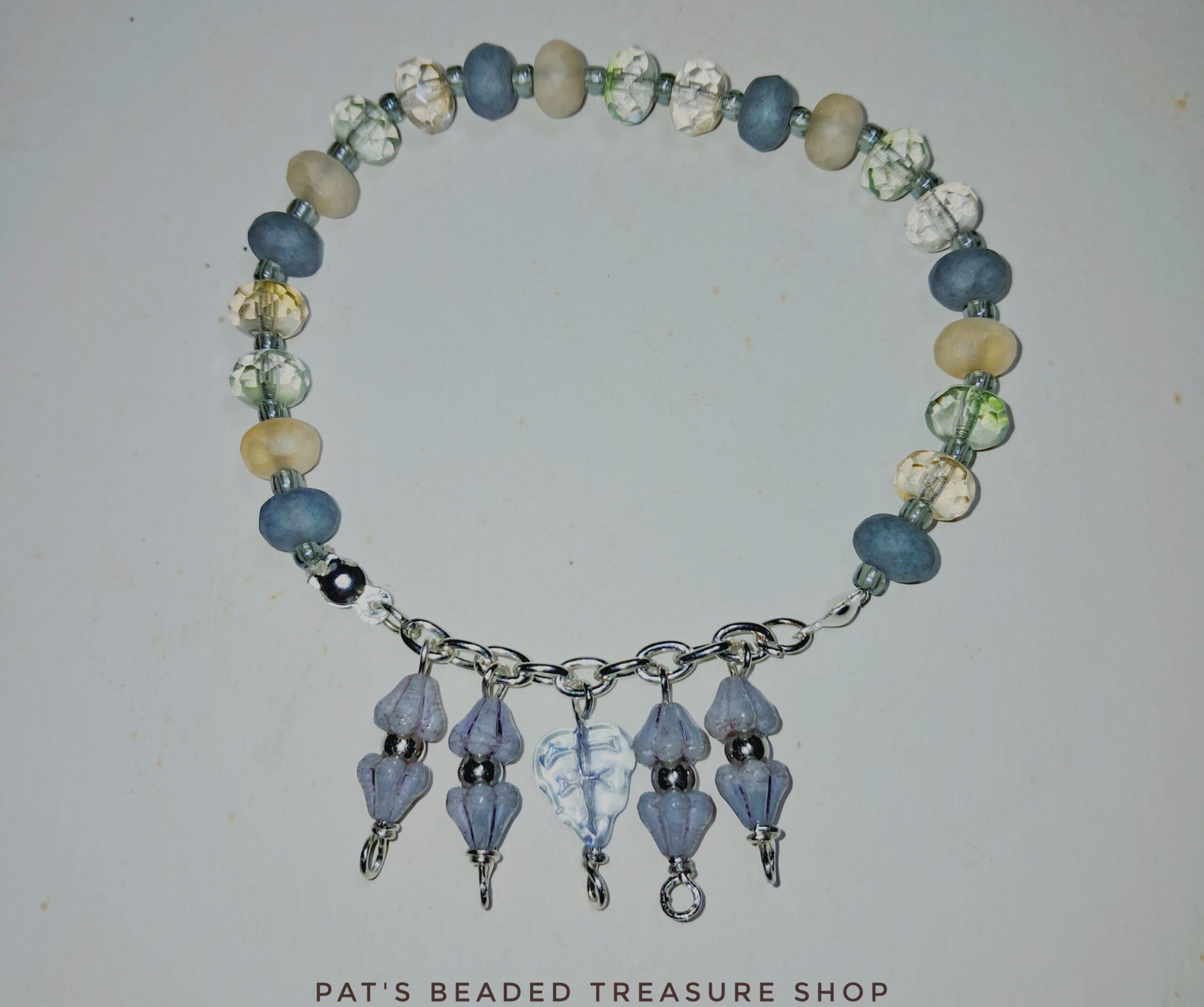 Boho charm bracelet with frosted glass beads and dangle accents Boho charm bracelet with frosted glass beads and dangle accents - image 2